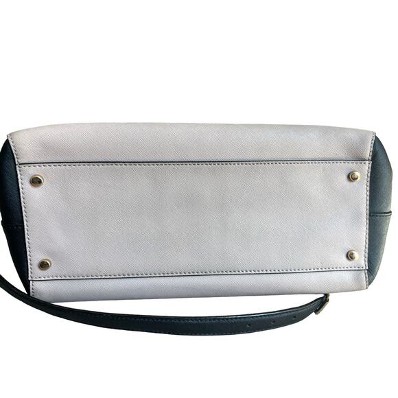 Kate Spade Leighann Laurel Way Leather Satchel Neutral Blush/Black Handbag Large - Picture 5 of 13